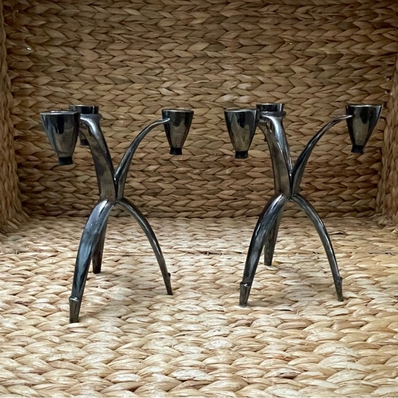 heirloom Other - Vintage Oneida Atomic Silverplate Candelabra Heirloom Mid Century Modern‎ 1950’s